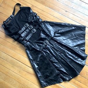 Sad Lip Service PVC buckle halter dress 😫 vintage goth, fetish, lolita dress 🖤